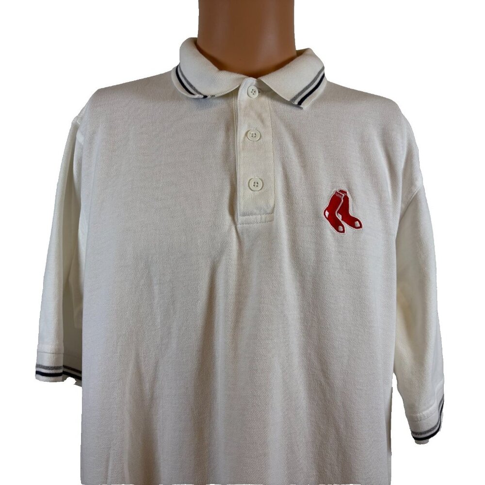 Vintage Boston Red Sox Polo Shirt Mens Size L CSA MLB Baseball White 90s